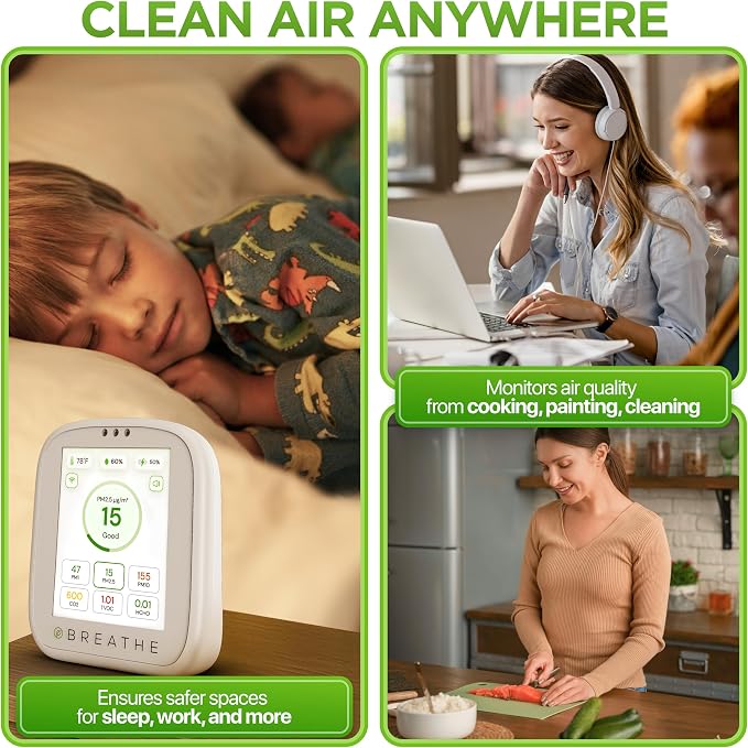 BREATHE Airmonitor Plus Indoor Air Quality Monitor – Smart CO2, PM1 PM2.5 PM10 - Image 6