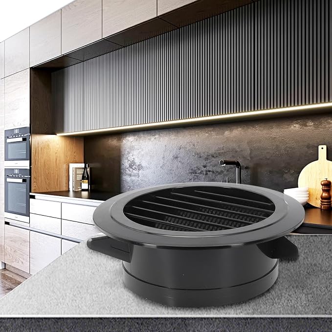 Black ABS Round Ventilation Grille Cover, Wall Ceiling Mount Diffuser - Image 7