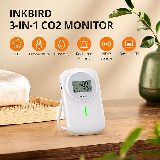 INKBIRD Air Quality Monitor Indoor Ndir 3 in 1 Meter | Detect Carbon Dioxide & - Image 2