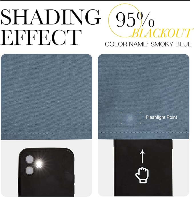 NICETOWN Smoky Blue Blackout Curtains for Living Room 84 inches Long - Grommet Room Darkening Window Treatments Sound Reducing Drapes for Bedroom, 2 Panels, W52 x L84