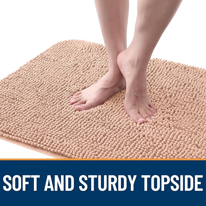 OLANLY Dog Door Mat for Muddy Paws 47x24, Absorbs Moisture and Dirt, Absorbent Non-Slip Washable Doormat, Quick Dry Chenille Mud Mat for Dogs, Entry Indoor Entryway Carpet for Inside Floor, Peach