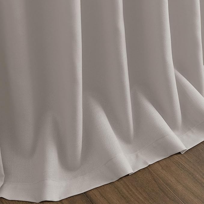 Stone Grey Linen Curtains 112 Inches Long for Living Room Simple Modern Light Filtering Semi Sheer Curtain Back Tab Rod Pocket Neutral Luxury Floor to Ceiling High Window for Bedroom 52x112, 2 Panels