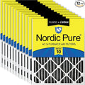 Nordic Pure 20x24x2 Pleated MERV 10 Plus Carbon Air Filters 12 Pack | Actual by NordicPure