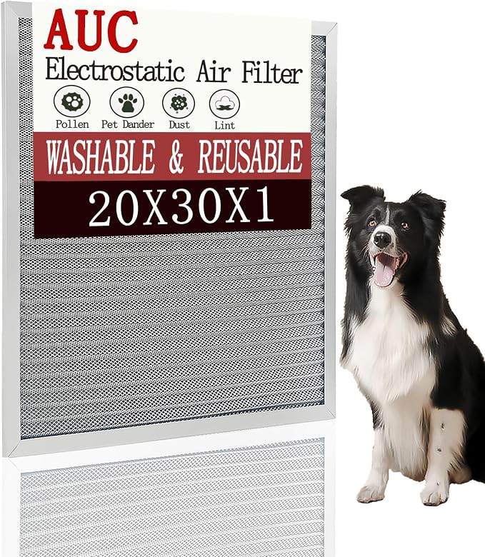 AUC Metal Washable Electrostatic Furnace Air Filter 1 inch, Aluminum Reusable by AUC