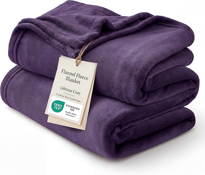 Bedsure Fleece Blanket Twin Blanket Purple - 300GSM Soft Lightweight Plush Cozy Twin XL Blankets for Bed, Sofa, Couch, Travel, Camping, 66 inch X 90 inch