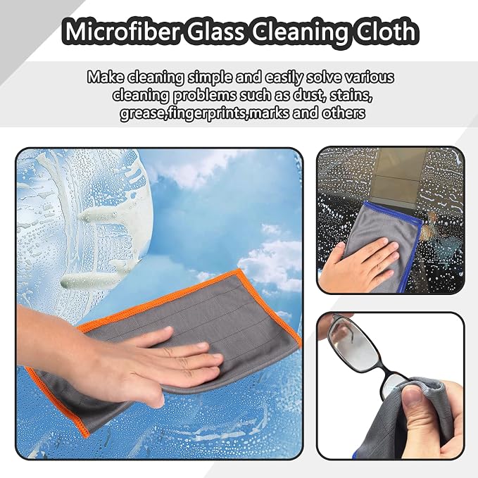 XANGNIER Microfiber Glass Cleaning Cloths, 3 Pack Streak Free Miracle Cleaning - Image 2