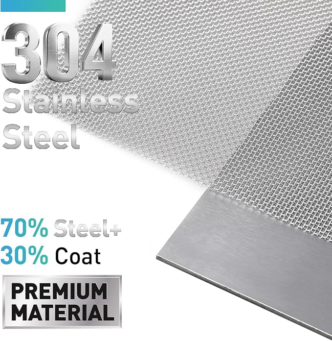 304 Stainless Steel Mesh Window Screen Roll, 47IN x 16FT Silver Metal Window - Image 2