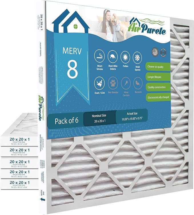 20x20x1 Air Filters | AirPurete AP-3M20201 HVAC AC Furnace Air Filters | Actual by AirPurete