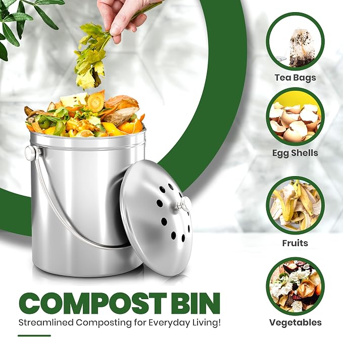 Utopia Kitchen Compost Bin for Kitchen Countertop, 1 Gallon Compost Bucket for - Image 4