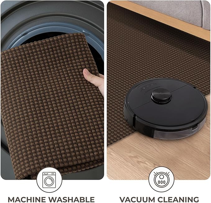 KOZYFLY Extra Long Runners for Hallways 3x20 ft Washable Kitchen Runner Non Slip Rubber Backed Hallway Rug Cotton Entryway Runner Rug Floor Carpet for Indoor Hall, Kitchen, Stair, Reddish Brown/Coffee