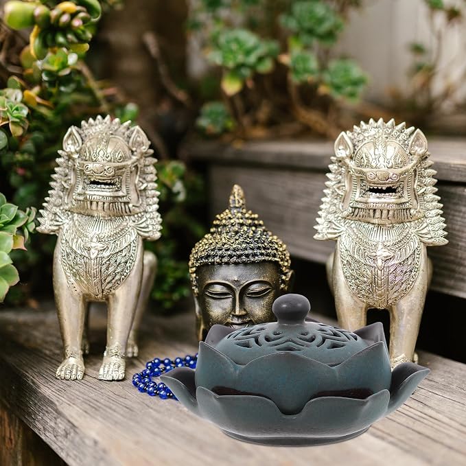 SEWACC Ceramic Lotus Incense Holder Vintage Home Decorative Incense Burner - Image 5