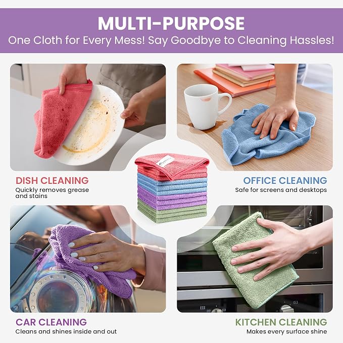 SIFANGKE Microfiber Cleaning Cloth, 52 Pack Assorted Color Cleaning Rags - Image 5