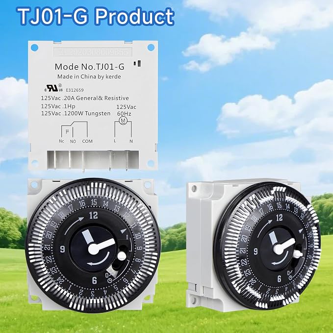 KERDE TJ01-G 24-Hour Timer, 120V 20-Amp Manual Override, 15-Minute Interval - Image 3