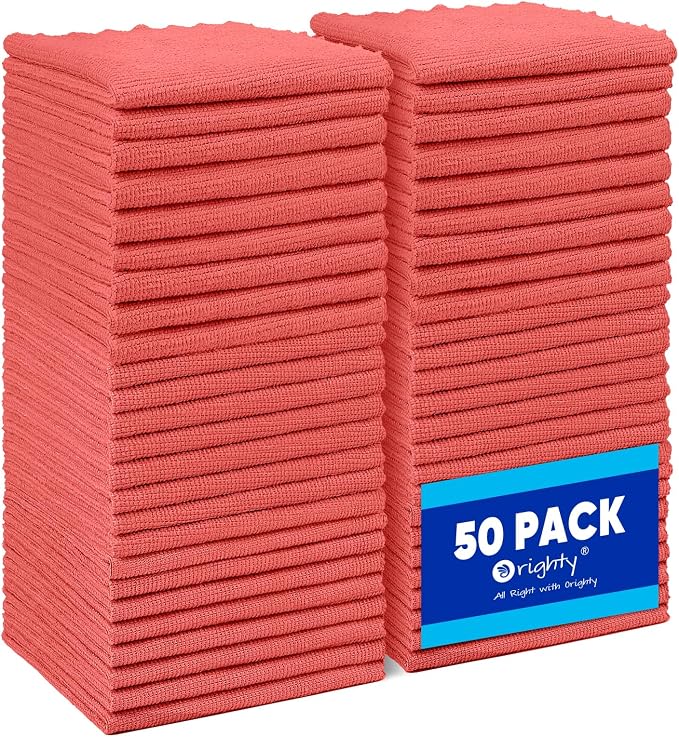 Orighty Microfiber Cleaning Cloth Bulk, Shop Towels Shop Rags 50 Pack, Reusable by AllRightinOrighty