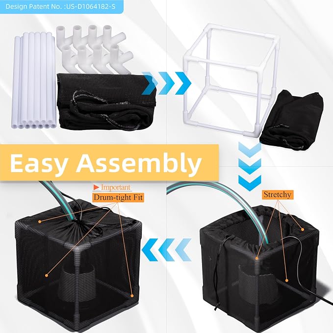 Fineday Pond Filter, Anti-Clogging Cube Outdoor Mesh Water Pump Barrier Bag Box - Image 7