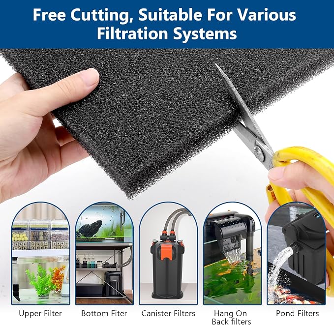 hygger Aquarium Sponge Filter Pad, Filter Media Foam Sponges, Cut-to-Size Open - Image 4