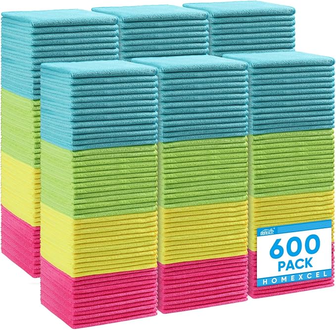 HOMEXCEL Microfiber Cleaning Cloth 600 Pack, Microfiber Towel by HOMEXCEL