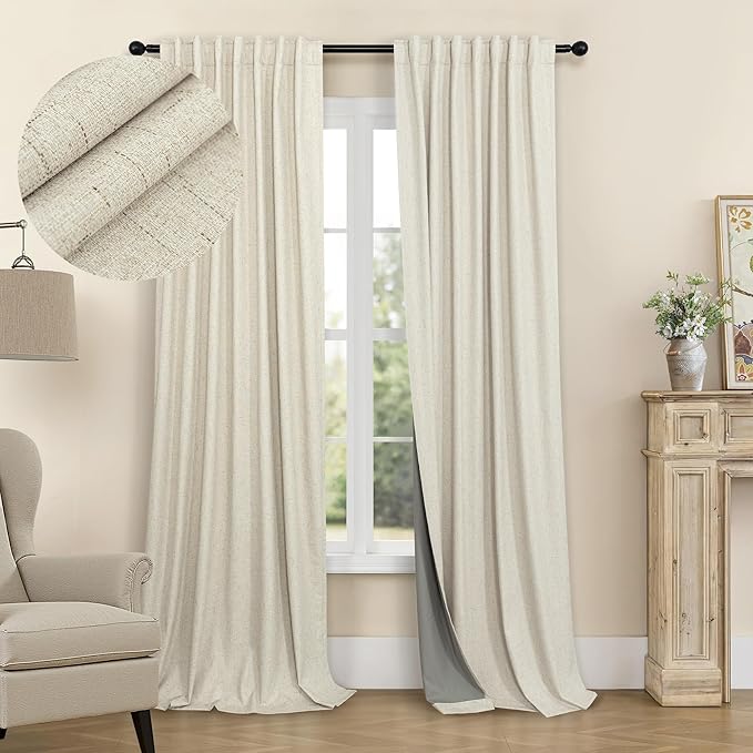 Pitalk Closet Curtains for Open Closet Doors Sliding Panels Burg 78 Inch Length Blackout Curtain for Living Room Window Viral Moody Light Blocking Insulated Drapes for Summer Heat Back Tab 52x78 Beige