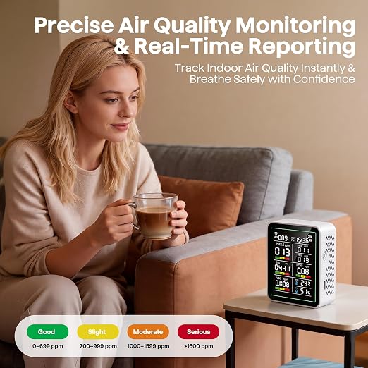 Air Quality Monitor Indoor, 10-in-1 Portable Smart Air Quality Tester - Image 4