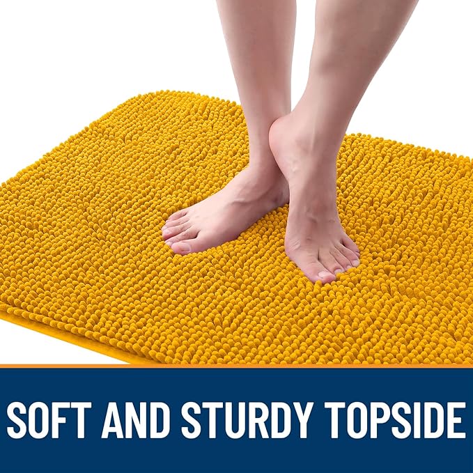OLANLY Dog Door Mat for Muddy Paws 35x24, Absorbs Moisture and Dirt, Absorbent Non-Slip Washable Doormat, Quick Dry Chenille Mud Mat, Entry Indoor Entryway Carpet for Inside Floor, Golden Yellow