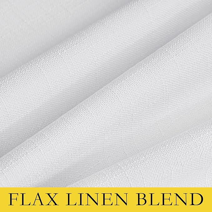 NICETOWN 100% Absolutely Blackout Linen Curtains with Thermal Insulated White Liner, White, 42 inches Wide, 72 inches Length Energy Saving Curtains for Living Room 2 Panels Set, Vertical Blinds