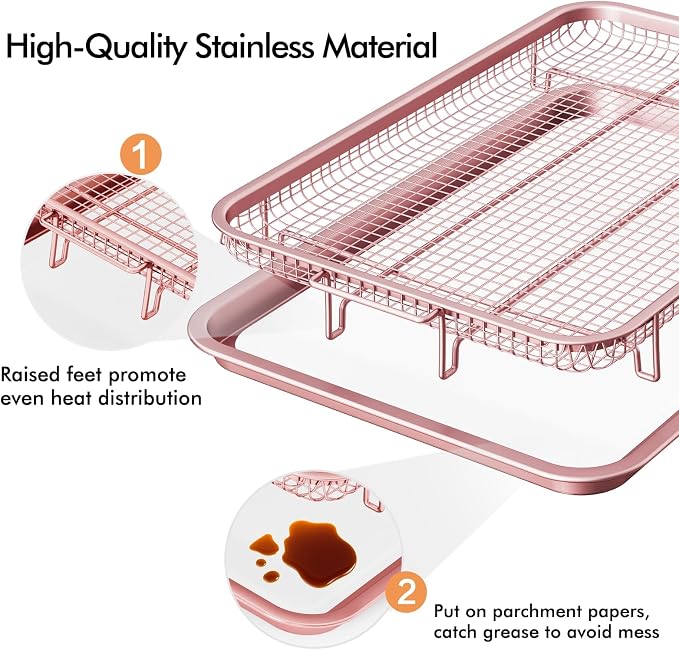 Air Fryer Basket for Oven, 2 Set Air Fryer Basket and Tray Set - Image 3