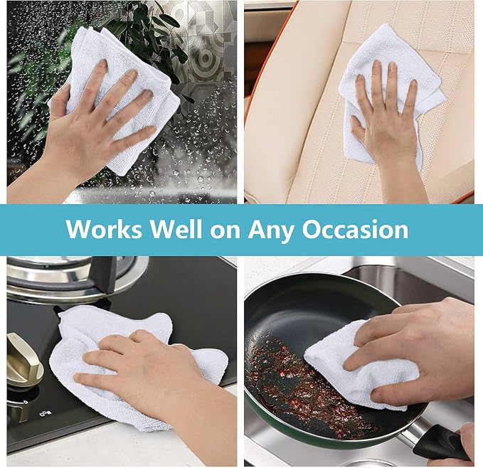 HOMEXCEL White Cleaning Rags 5 Pack, Highly Absorbent Microfiber Cleaning Cloth - Image 6