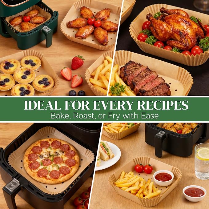 BYKITCHEN 300PCS Small Perforated Disposable Air Fryer Liners - Image 8