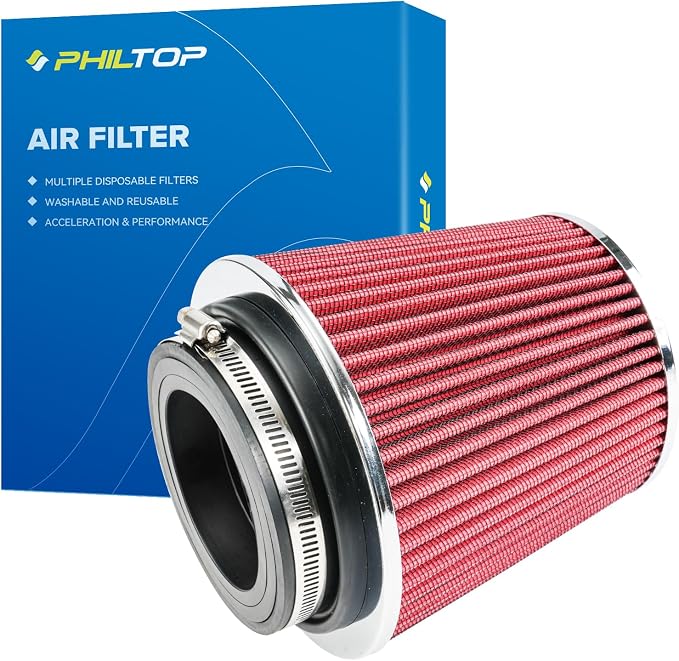 PHILTOP Universal Clamp-On Air Intake Filter, Replacement Air Filter High Flow by PHILTOP