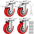 4 Inch Heavy Duty Casters Set of 4, Lockable Plate Caster Wheels by Castrek