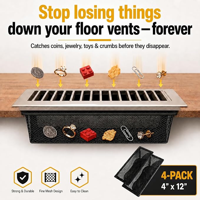 HAAK Floor Vent Filters 4x12 4-Pack – Floor Vent Screen & Mesh Vent Cover - Image 6
