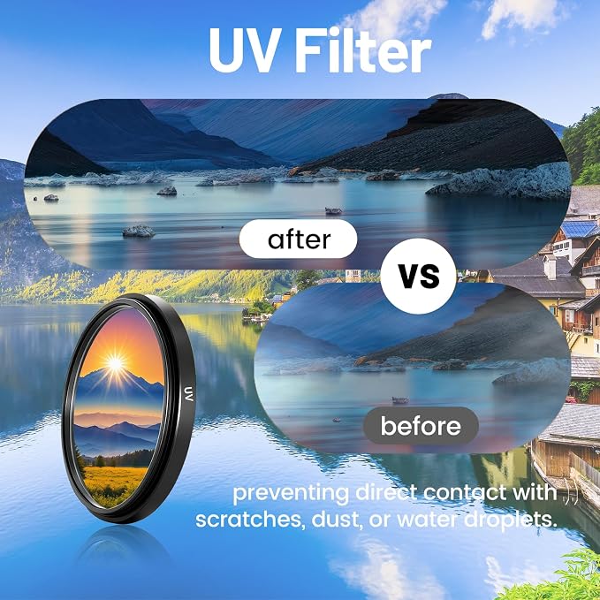 Universal 49mm Multi-Coated Lens Filter Kit, 3 Piece UV-CPL-FLD Camera Filters - Image 8