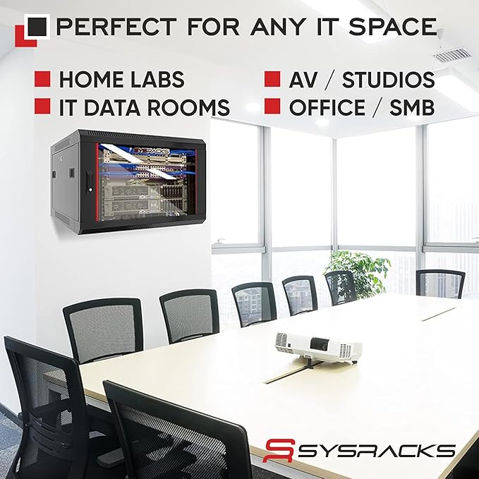 Sysracks 9U Wall Mount Server Rack Cabinet, 19” Locking Network Rack, 24” Deep - Image 8