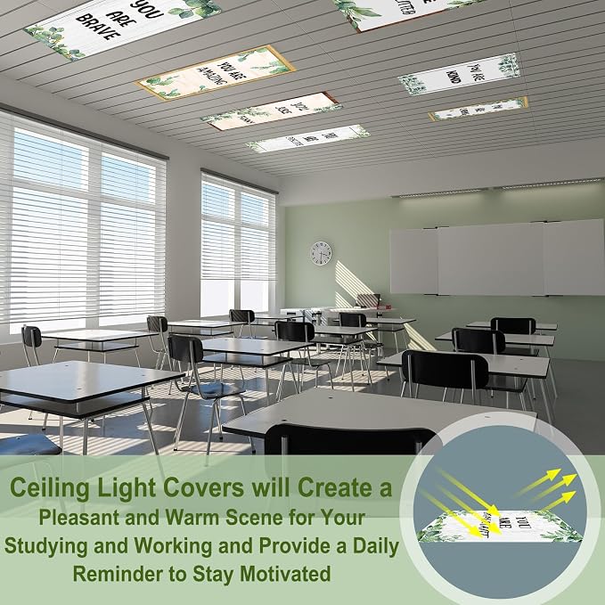 Glooglitter 12 Pcs Fluorescent Light Covers 4 x 2 ft Magnetic Ceiling Light - Image 6