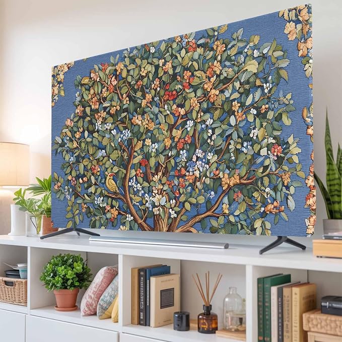 Vintage Trees Flowers Indoor TV Cover, Elastic TV Screen Protector Abstract - Image 6