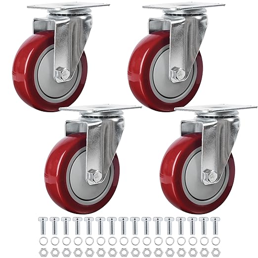 Finnhomy 4” Swivel Casters Wheels Set of 4 Plate Casters Heavy Duty Premium by Finnhomy