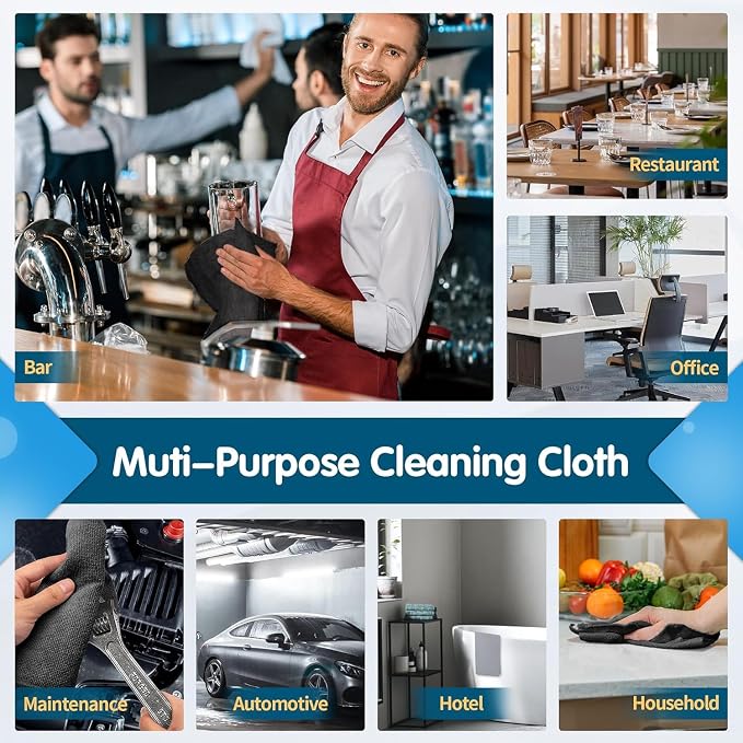 FIXSMITH Black Microfiber Cleaning Cloth -Pack of 12, Highly Absorbent Cleaning - Image 6