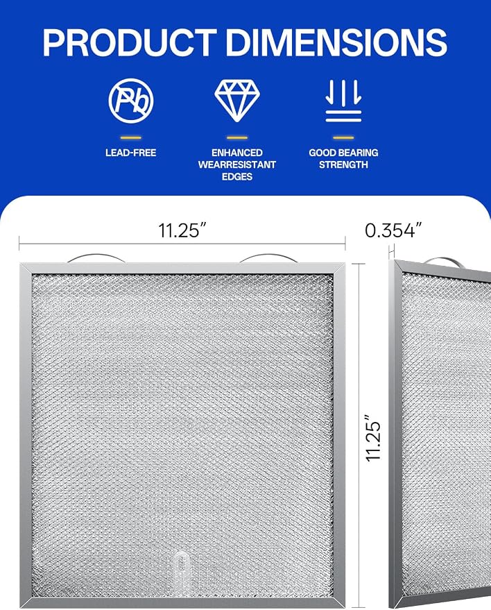 WA6500 QT20000 BPQTF B-roan Stove Hood Vent Filter 11.25"x11.25"x0.38" Aluminum - Image 2