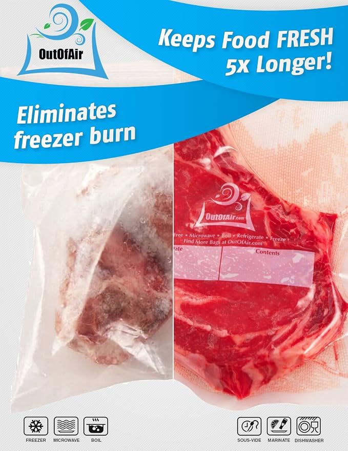 8" x 25' Rolls - BULK 8 Pack OutOfAir Vacuum Sealer Rolls Works - Image 7