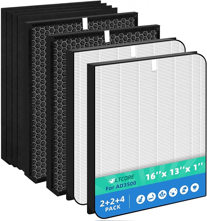 for AD3500 Air Purifier Filter Replacement Compatible by FltcoreFilters