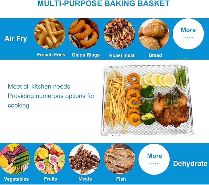 2PCS Air Fryer Stainless Steel Oven Basket - Image 7
