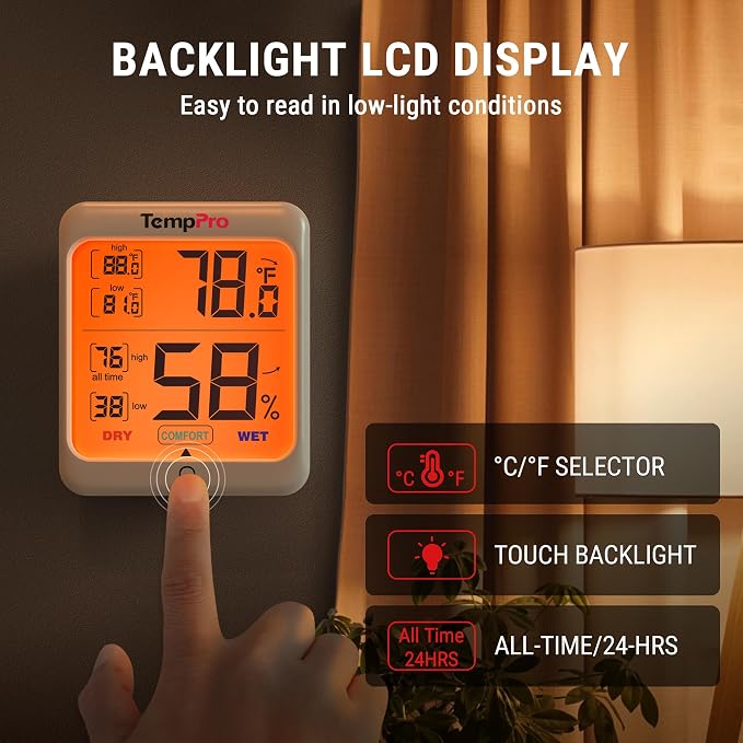 TempPro TP53 Digital Hygrometer Indoor Thermometer - Image 4