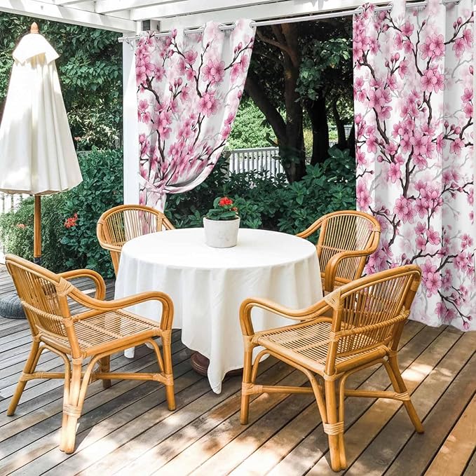 Cherry Flowers Outdoor Curtains - Image 4