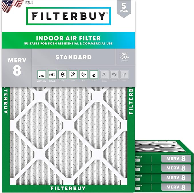 Filterbuy 30x36x1 Air Filter MERV 8 Essential Dust & Allergy Defense, by Filterbuy