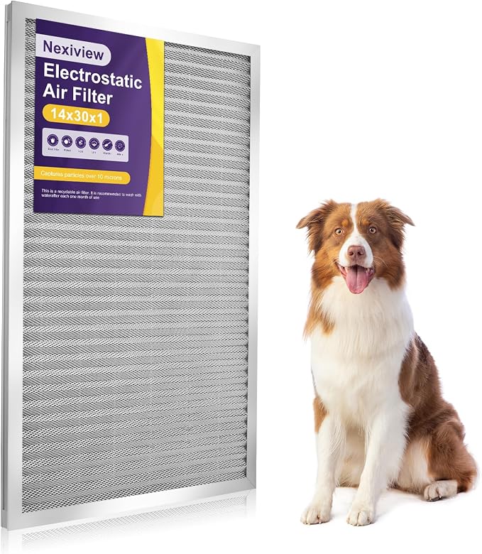 14x30x1 Furnace Filter-MERV8, Washable & Reusable Electrostatic Air Filter by Nexiview