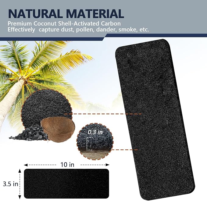10Pcs Ceiling Fan Filters for Blades, Activated Coconut Shell Carbon Ceiling - Image 3