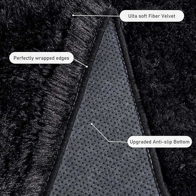 8x10 Area Rugs for Living Room, Ultra Soft Large Shag Black Bedroom Rug Upgrade Non-Slip Plush Modern Fluffy Carpet for Kids Boys Girls Room Home Decor Aesthetic