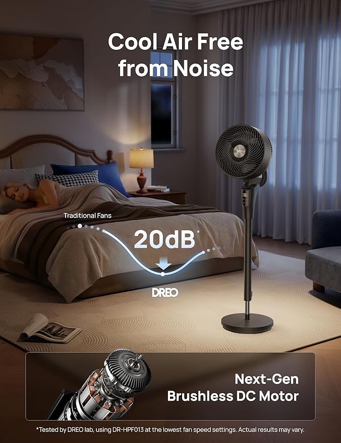DREO Fan for Bedroom, 2026 Upgraded, 90ft Airflow, 20dB Quiet Fan, 90° - Image 6