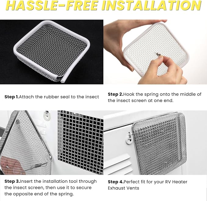 SheeChung RV Furnace Vent Screen, Flying Insect Screen Water Heater Cover - Image 5