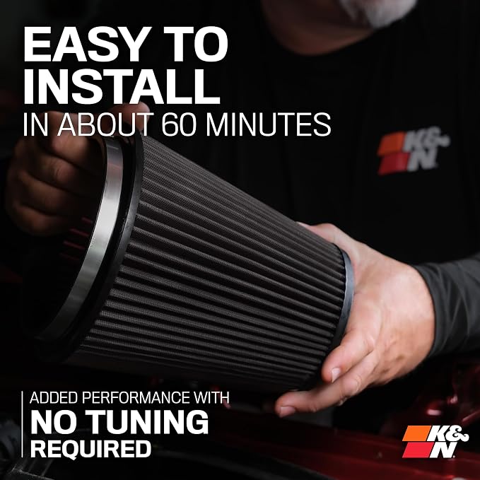 K&N Cold Air Intake System: Dry-Flow Air Filter, Increase Performance & Towing: - Image 8